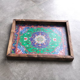 Aberto Design REF023 Bandeja de Madera Maciza para Decoración del Hogar y Servicio, Elegante y Funcional, 48 x 38 cm