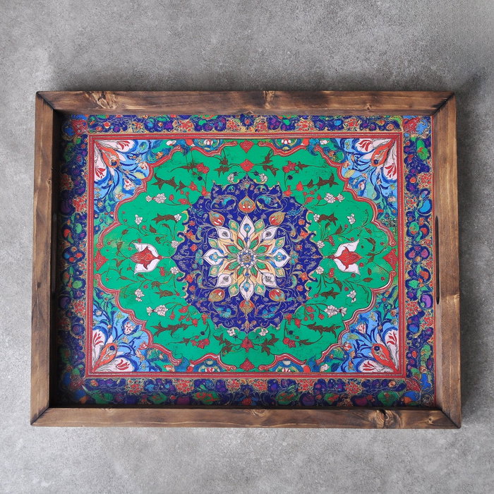 Aberto Design REF023 Bandeja de Madera Maciza para Decoración del Hogar y Servicio, Elegante y Funcional, 48 x 38 cm