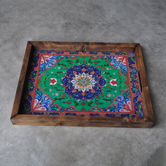 Aberto Design REF023 Bandeja de Madera Maciza para Decoración del Hogar y Servicio, Elegante y Funcional, 48 x 38 cm