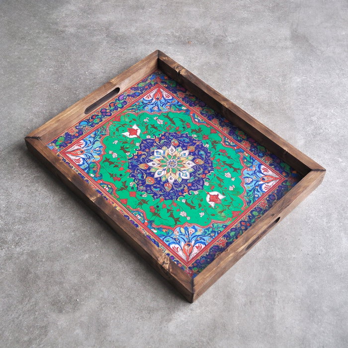Aberto Design REF023 Bandeja de Madera Maciza para Decoración del Hogar y Servicio, Elegante y Funcional, 48 x 38 cm
