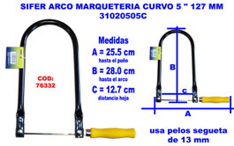 SIFER Sierra de arco para marquetería de 28 cm con hoja curva de 12.7 mm