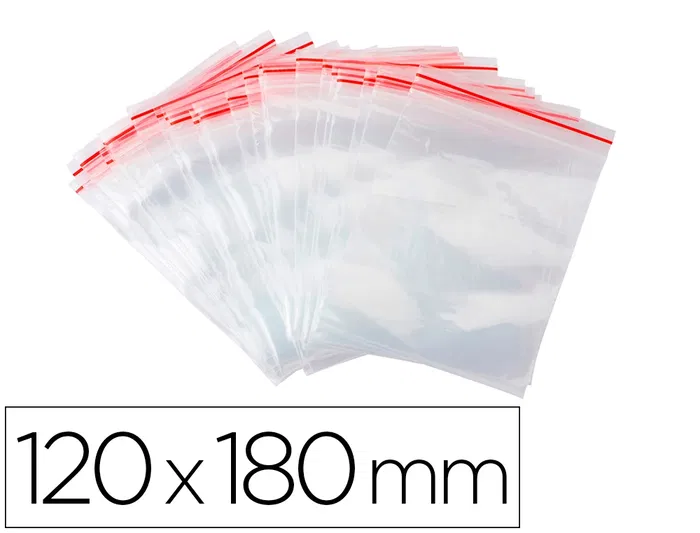 Q-connect Bolsa Autocierre 120x180 mm Paquete de 100 Unidades Plástico Transparente Grosor 50 Micras Q-connect Bolsa Autocierre 120x180 mm Paquete de 100 Unidades Plástico Transparente Grosor 50 Micras