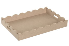 DKD Home Decor Bandeja de Lino y MDF Beige Tapizada