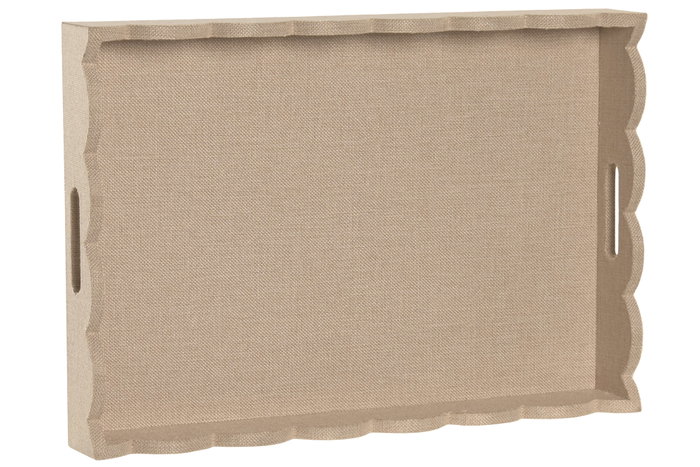 DKD Home Decor Bandeja de Lino y MDF Beige Tapizada DKD Home Decor Bandeja de Lino y MDF Beige Tapizada