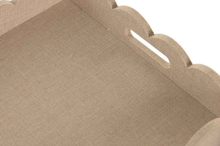 DKD Home Decor Bandeja de Lino y MDF Beige Tapizada DKD Home Decor Bandeja de Lino y MDF Beige Tapizada