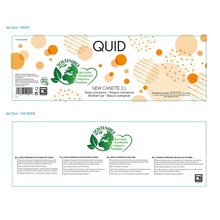 Tarro Hermético Vidrio New Canette Quid 2 L (12 Unidades) Tarro Hermético Vidrio New Canette Quid 2 L (12 Unidades)