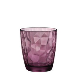 Bormioli Diamond Vaso de Vidrio Purpura, Capacidad 39 cl / 390 ml, Altura 10.3 cm, Diámetro 9.1 cm (Set de 6)