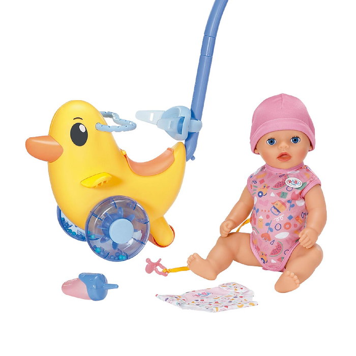 ZAPF CREATION Baby Born Berta 840498 - Muñeco Bebé y Patito con Bici sin Pedales para Muñecas, Juguete para Niños +12 Meses