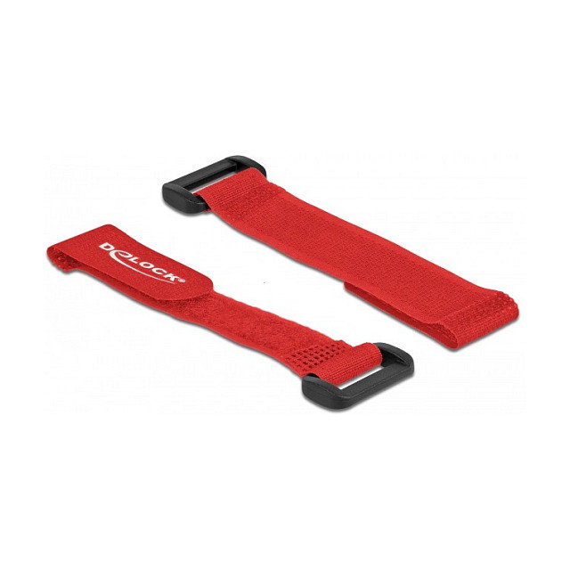 DeLOCK Brida de cable con cierre de gancho y lazo rojo 150 x 20 mm (5 piezas)