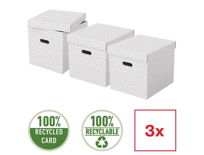 Esselte Caja Almacenamiento Cubica Blanca 365x320x315 mm Pack 3 Unidades