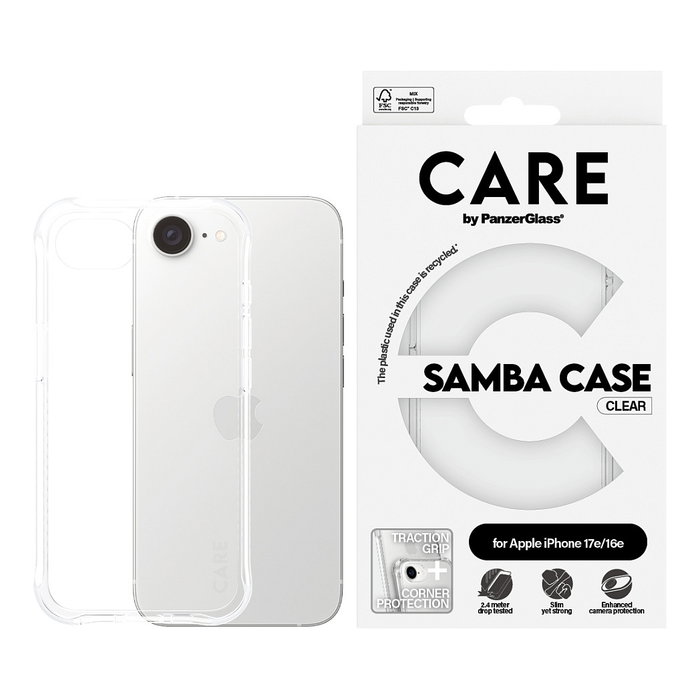 PanzerGlass Samba Case Transparente para Apple iPhone 16e y 17e PanzerGlass Samba Case Transparente para Apple iPhone 16e y 17e