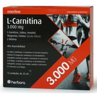 HERBORA L-Carnitina 3000 mg 12 Ampollas - Suplemento con Colina, Inositol, Magnesio, Ácido Fólico, Biotina y Sabor Naranja - Apto para Veganos HERBORA L-Carnitina 3000 mg 12 Ampollas - Suplemento con Colina, Inositol, Magnesio, Ácido Fólico, Biotina y Sabor Naranja - Apto para Veganos