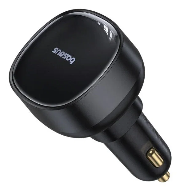 BASEUS Cargador de coche Enjoyment Pro con cable Type-C retráctil 60W Negro