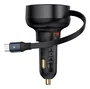 BASEUS Cargador de coche Enjoyment Pro con cable Type-C retráctil 60W Negro