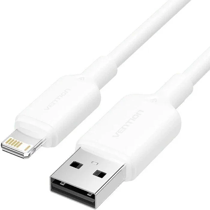 Vention Cable USB-A a Lightning 2.0, 480 Mbps de Datos y 2.4A de Carga Rápida, 2 Metros, Blanco, para iPhone