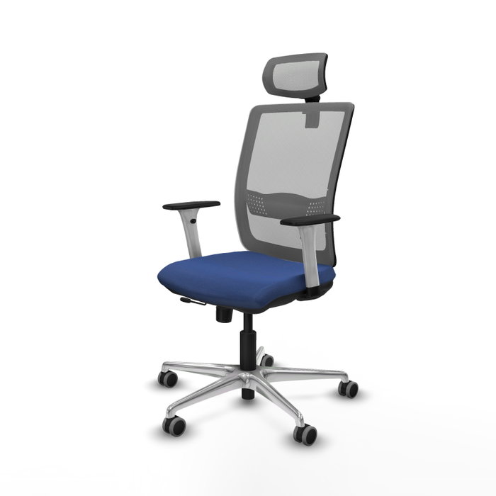 PIQUERAS Y CRESPO Silla de oficina Haches con mecanismo Sincro/Traslack, Azul marino y Gris