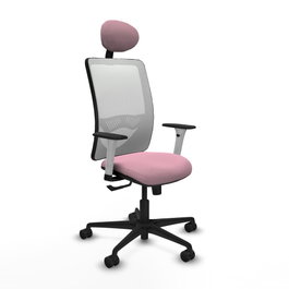 PIQUERAS Y CRESPO Silla de oficina Zulema con mecanismo Sincro, Rosa y Blanco