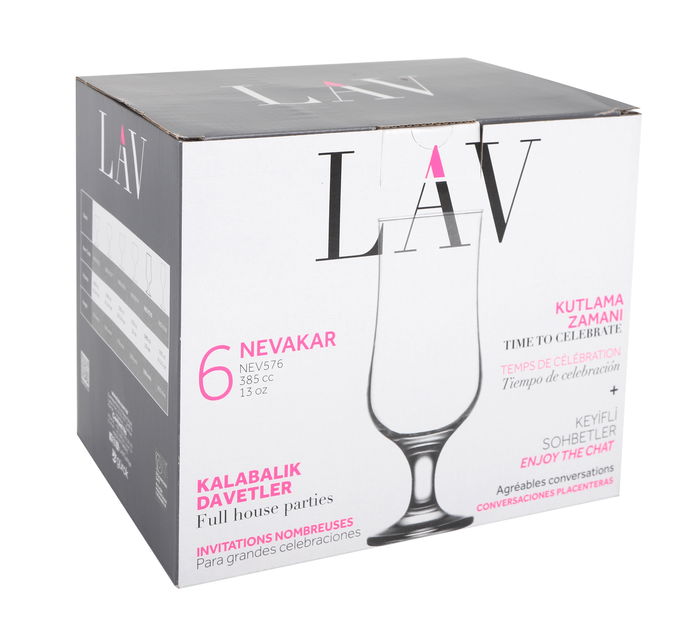 Lav Set 6 Copas Cerveza Neva 385 cc (4 Cajas)