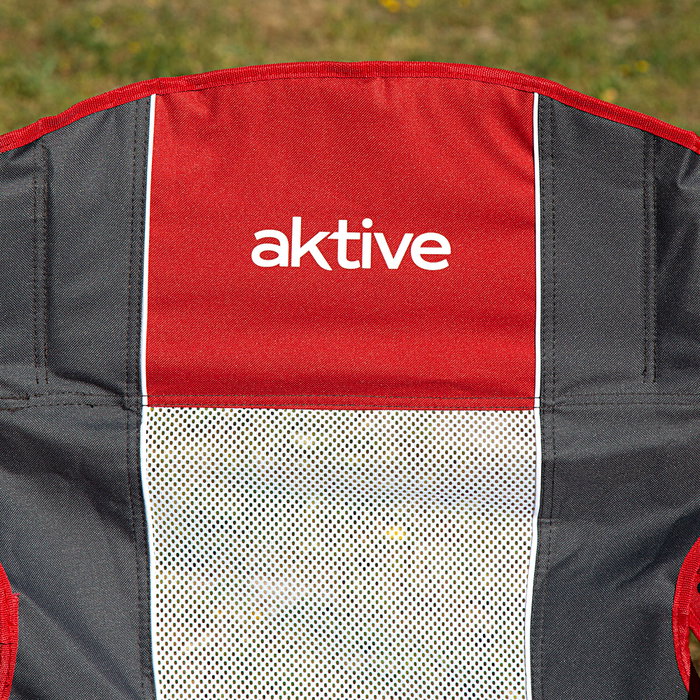 Aktive Silla plegable camping XL con posavasos, rojo y gris
