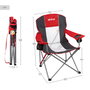Aktive Silla plegable camping XL con posavasos, rojo y gris