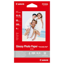 Canon GP-501 Papel Fotográfico Brillo, Blanco, 200 g/m², 102x152 mm (100x150 mm), 50 Hojas - Ref. 0775B081