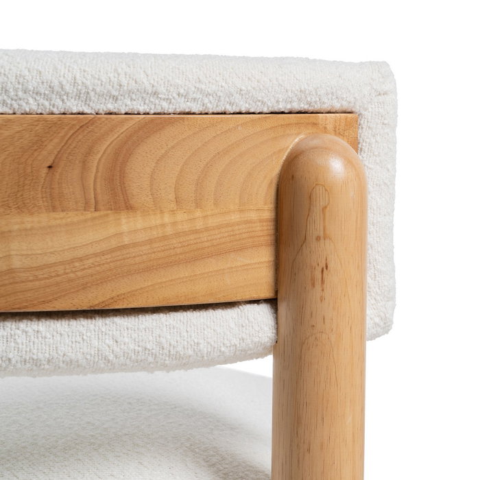 Sillón Blanco-Natural Madera de Caucho 62 X 62 X 71 cm