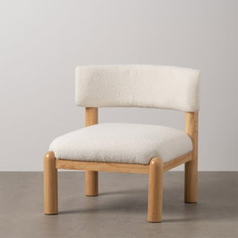 Ixia Sillón Blanco-Natural en Madera de Caucho