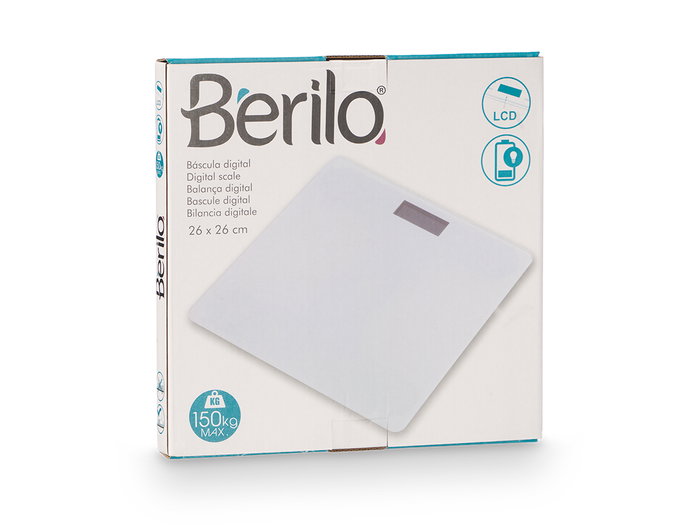 Báscula Digital Berilo Blanca 26 x 26 cm Vidrio Plástico Peso Máximo 150 kg (Set de 10)