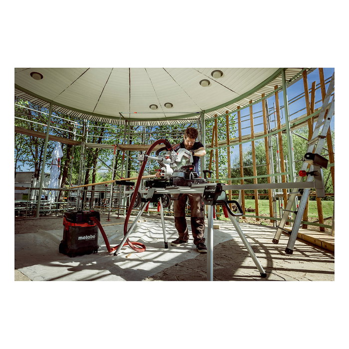 Metabo KGS 18 LTX BL 254 Sierra de Inglete con Carriles Deslizantes, Bisel Simple 50°, Corte 215x47mm, 4000 RPM, 25.4 cm, Batería 18V