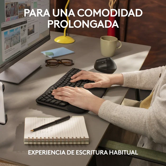 Logitech Wave Keys for Business Teclado Ergonómico Inalámbrico Grafito QWERTY Español