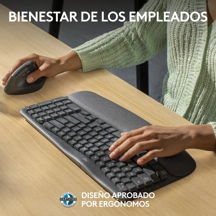 Logitech Wave Keys for Business Teclado Ergonómico Inalámbrico Grafito QWERTY Español