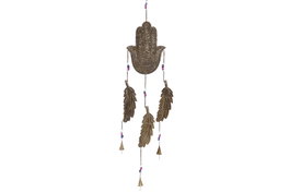 DKD Home Decor Decoración Colgante Hamsa de Mango y Metal 15x1x80 cm