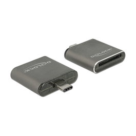 DeLOCK 91498 Lector de Tarjetas USB-C Negro Aluminio Compatible con SDXC/SDHC UHS-II, MicroSD, MMC, Hasta 2 TB, Velocidad Lectura 250 MB/s