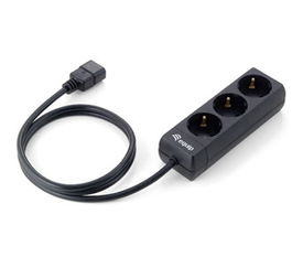 Equip Regleta de Conexión 3 Tomas, Conector C14 a 3 Schuko Euro, 220-240V 50/60Hz, Cable 1.1m