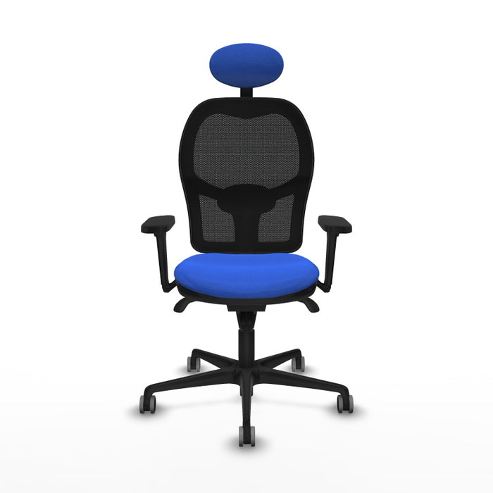 PIQUERAS Y CRESPO Silla de oficina Jorquera con mecanismo Sincro, Tela Azul y Malla Negra