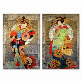 DKD Home Decor Cuadro Lienzo Pino 40x1,8x60 Oriental (Pack de 2)