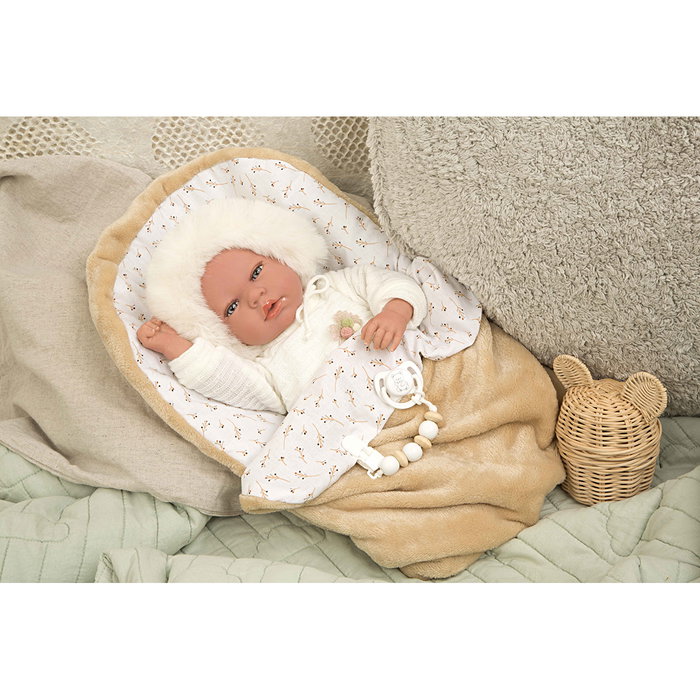 Muñecas Arias Muñeca Reborn Alejandra con Nana, 40 cm, Beige