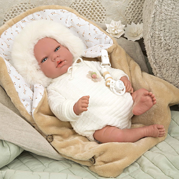 Muñecas Arias Muñeca Reborn Alejandra con Nana, 40 cm, Beige