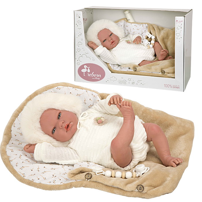 Muñecas Arias Muñeca Reborn Alejandra con Nana, 40 cm, Beige