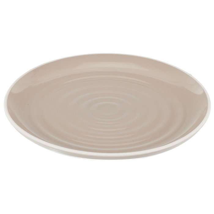 Home Deco Factory Plato Cerámica Bicolor Beige Diámetro 26,5 cm