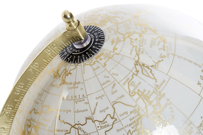 DKD Home Decor Globo Terráqueo Blanco y Dorado 20x20x28 cm