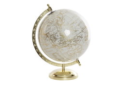 DKD Home Decor Globo Terráqueo Blanco y Dorado 20x20x28 cm