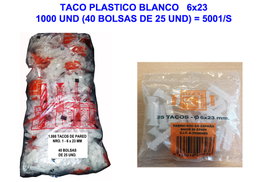 Taco Plástico Blanco 6x23 mm 1000 Unidades