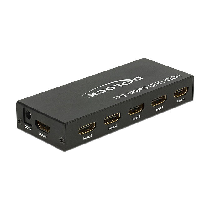 DeLOCK Switch HDMI 5 in 1 out 4K UHD 18 Gbit/s 3840 x 2160 Negro