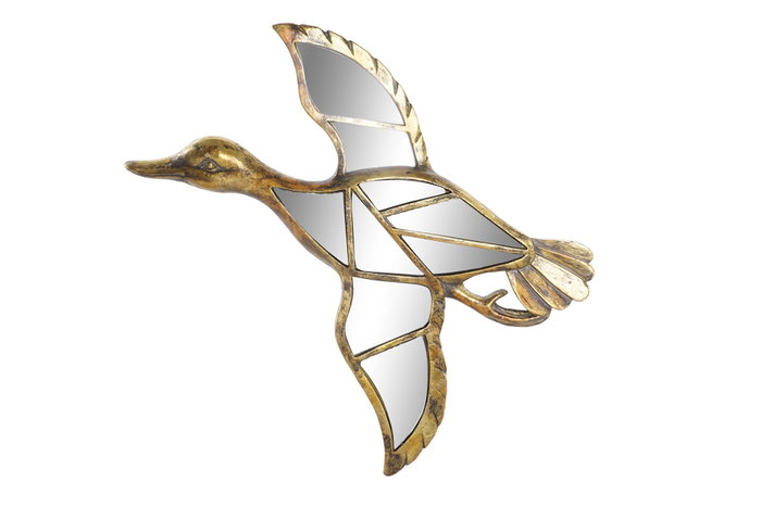 DKD Home Decor Decoración de pared Resina y Espejo Pato Dorado 38x3x37 DKD Home Decor Decoración de pared Resina y Espejo Pato Dorado 38x3x37