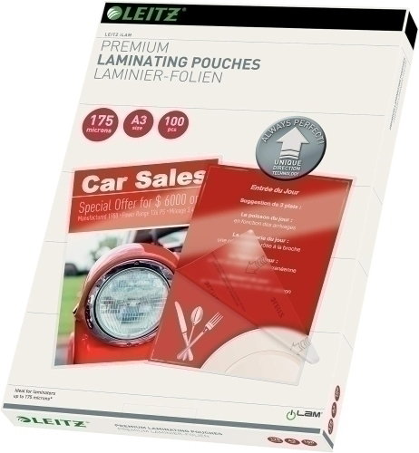 Leitz Fundas de Plastificación DIN A3 175 micras, Caja de 100 unidades Leitz Fundas de Plastificación DIN A3 175 micras, Caja de 100 unidades