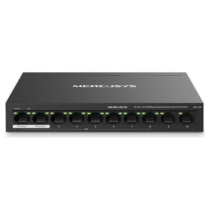 Mercusys MS110P Switch de 10 puertos con 8 puertos PoE+
