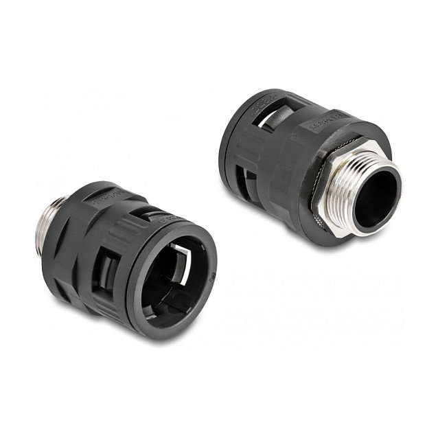 DeLOCK Racor para conductos con rosca exterior de latón M25 negro, 2 unidades