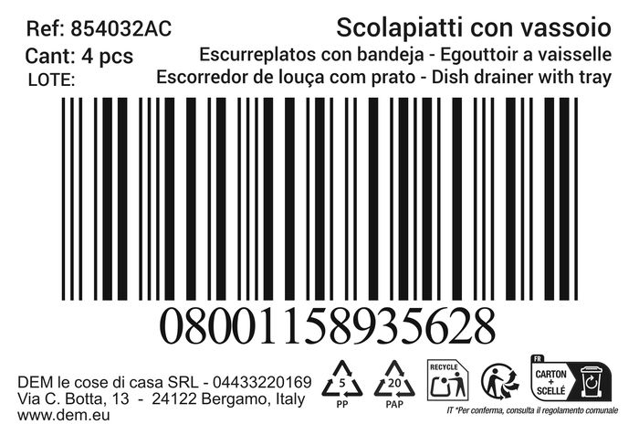 Inde Escurreplatos con Bandeja Toti 45 cm x 37 cm x 9 cm, Colores (4 Unidades)