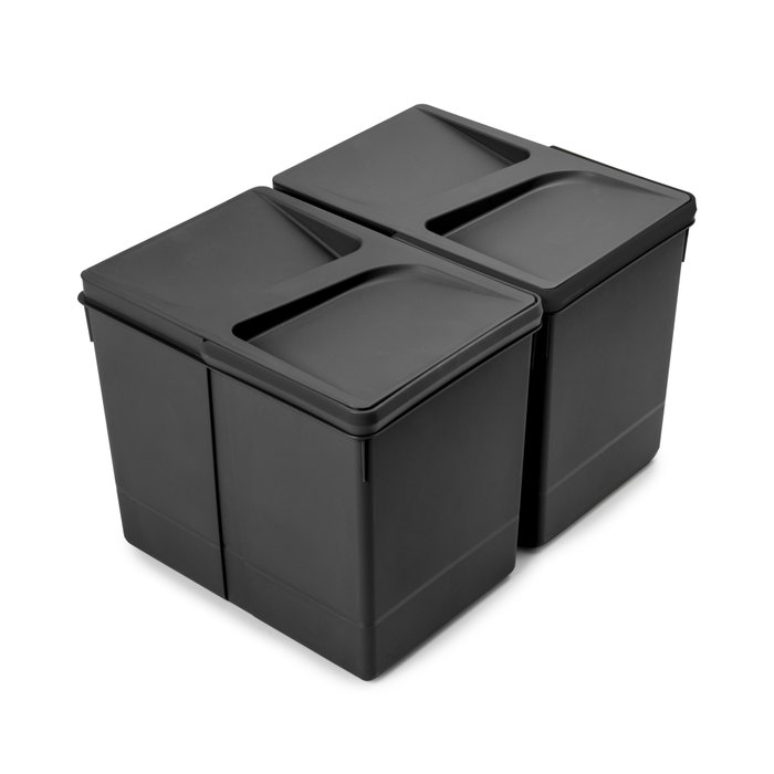 Emuca Kit de contenedores de reciclaje Recycle 2x15L Negro Emuca Kit de contenedores de reciclaje Recycle 2x15L Negro